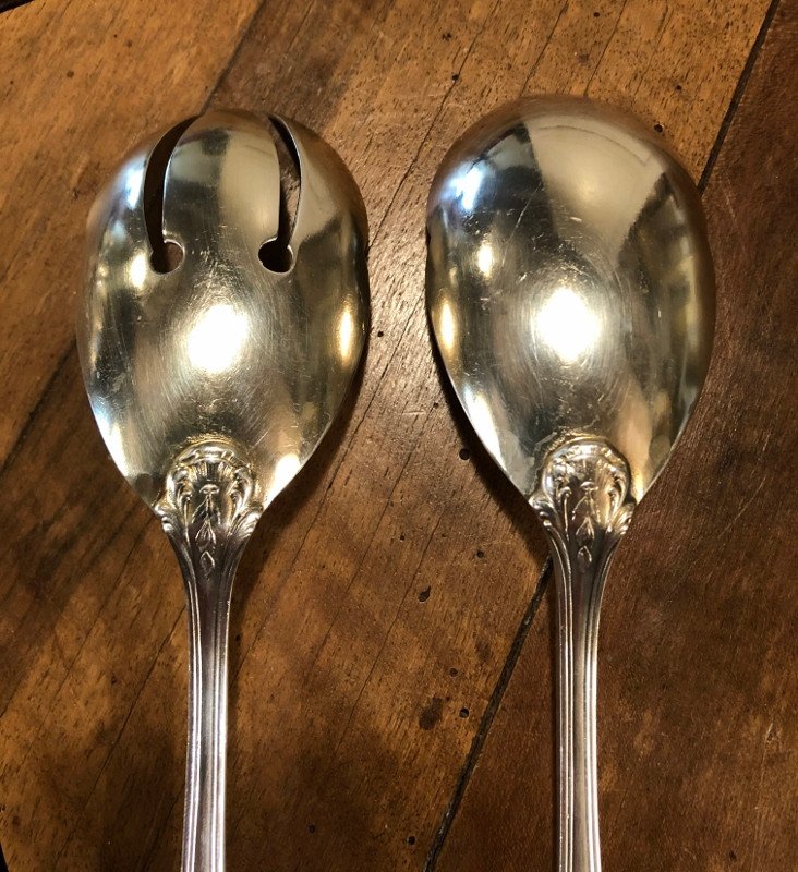 Pair Of Large Louis XV Style Salad Cutlery-photo-4