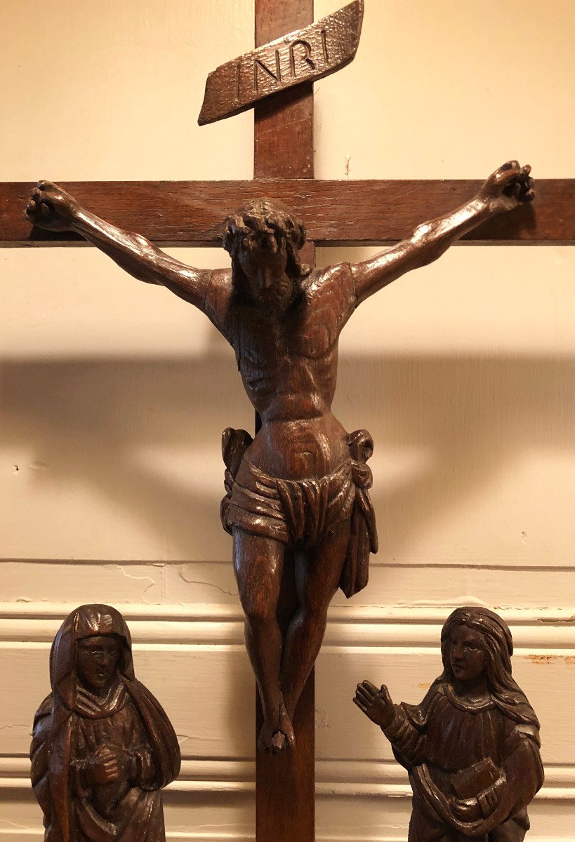 Calvary In Waxed Oak Dated 1766 From The Brotherhood Of Saint Maturin-photo-2