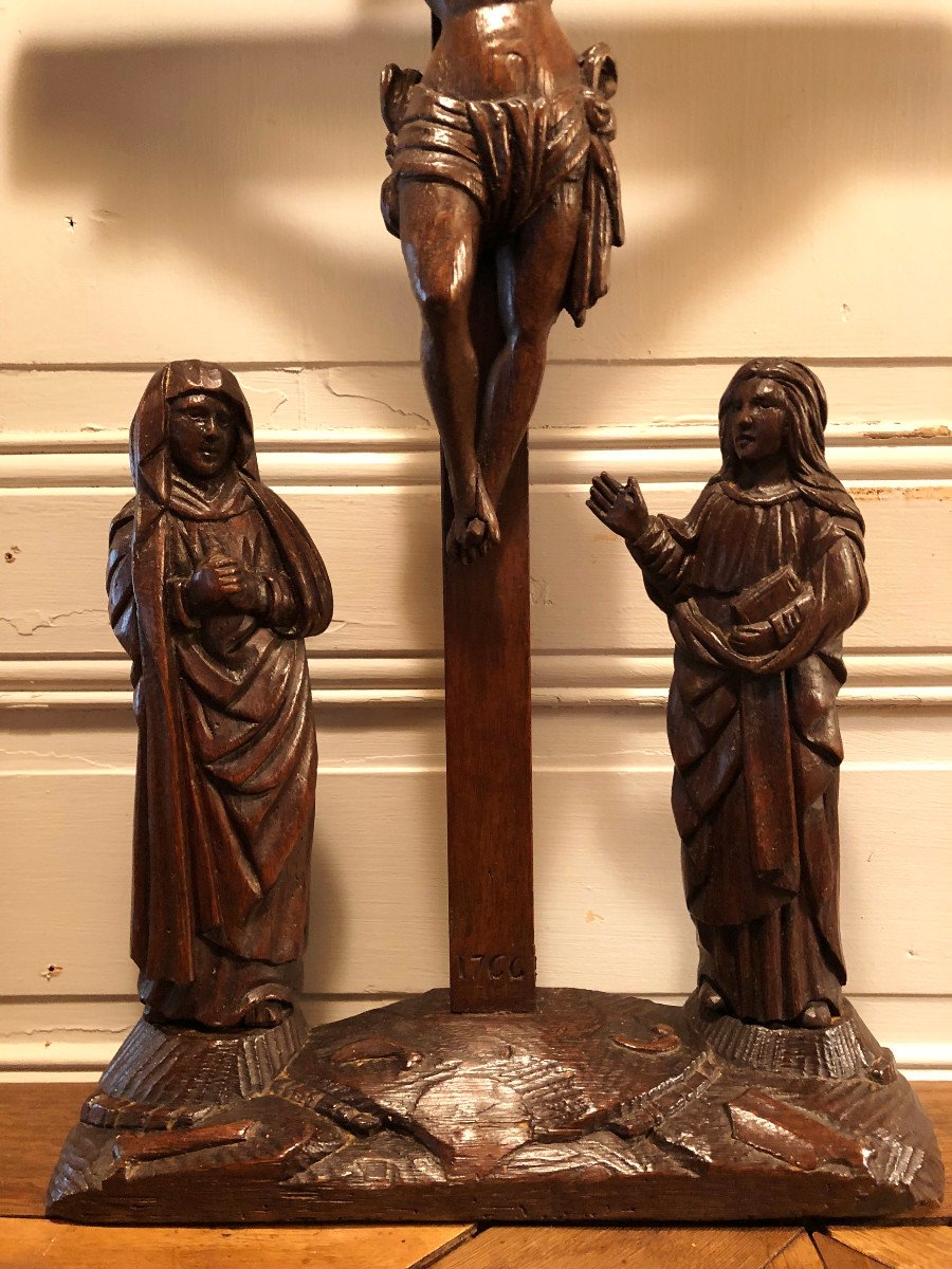 Calvary In Waxed Oak Dated 1766 From The Brotherhood Of Saint Maturin-photo-3