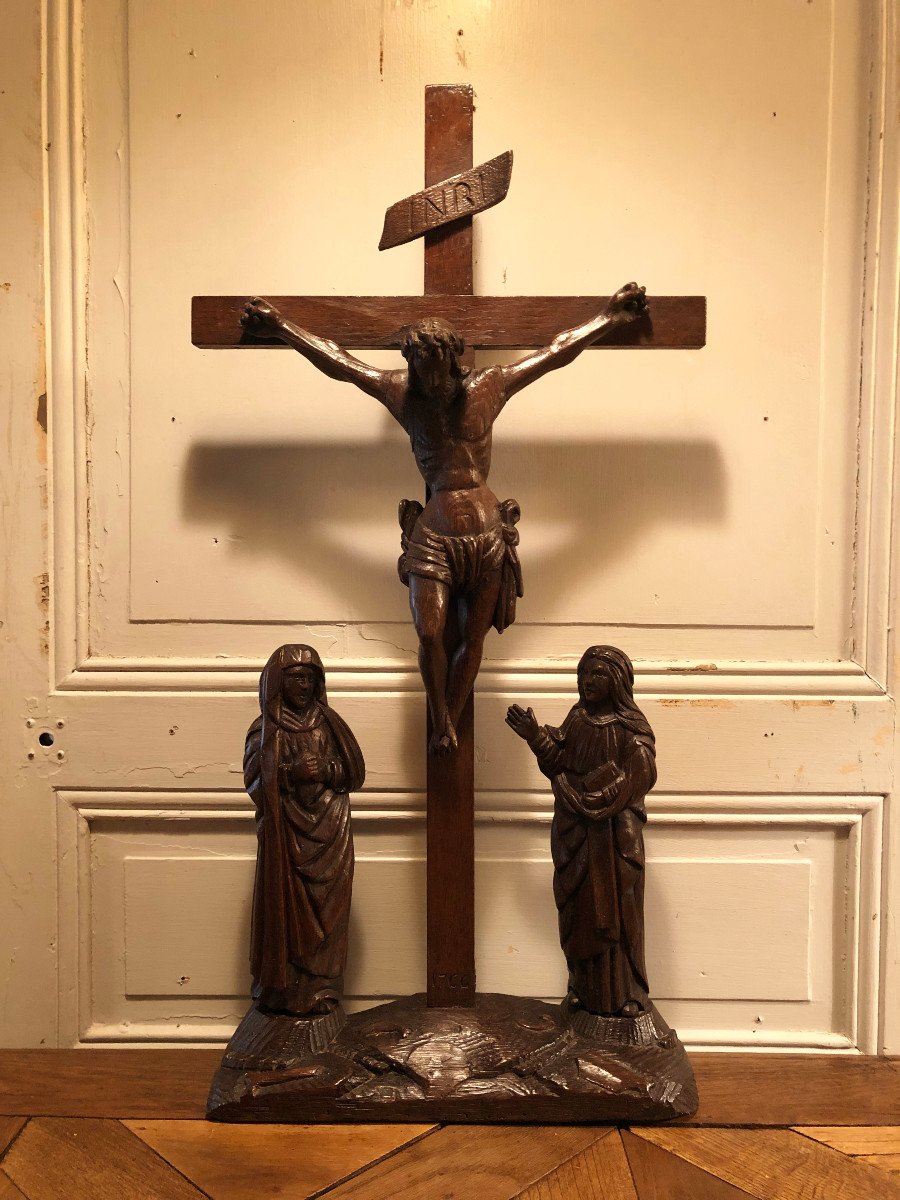 Calvary In Waxed Oak Dated 1766 From The Brotherhood Of Saint Maturin