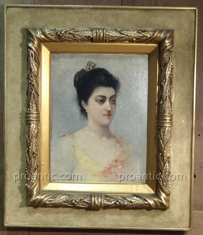 Portrait "on A Pearl Necklace In Elegant" Art- Deco-photo-2