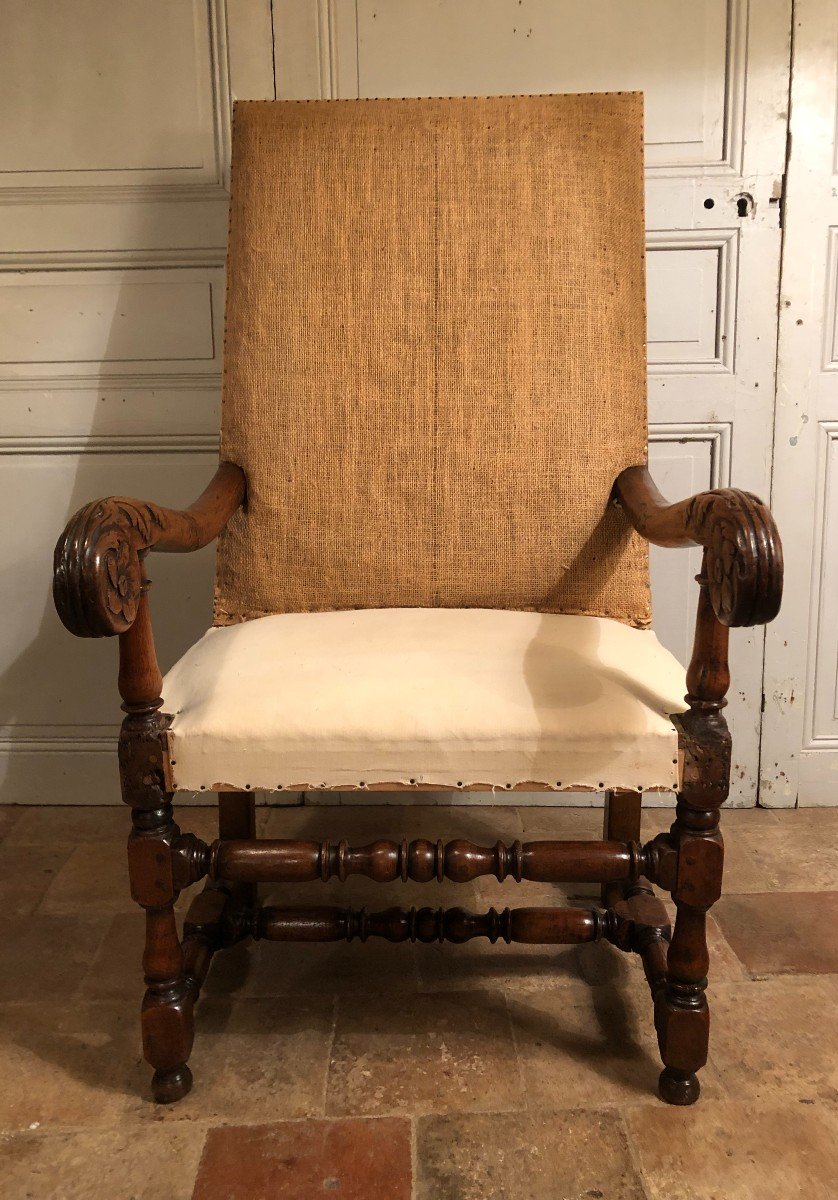 Fauteuil Louis XIV En Noyer XVII° Siècle -photo-3