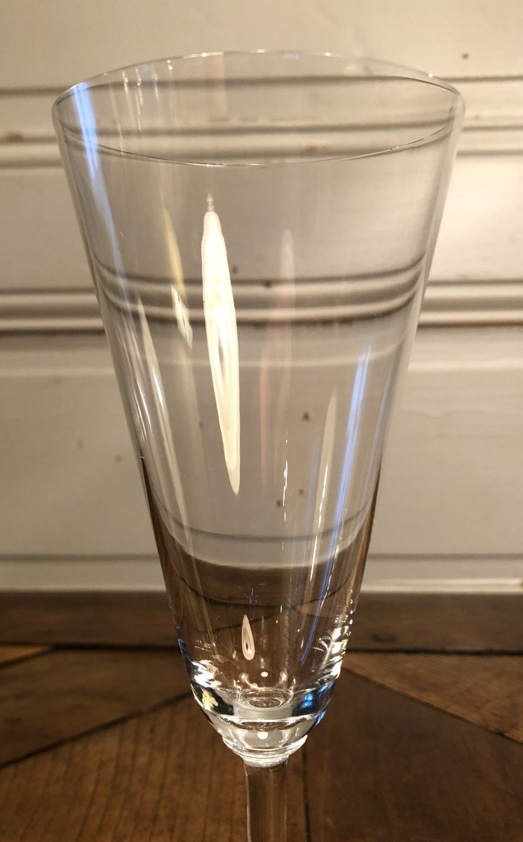 Suite Of Six Baccarat Crystal Champagne Flutes-photo-5
