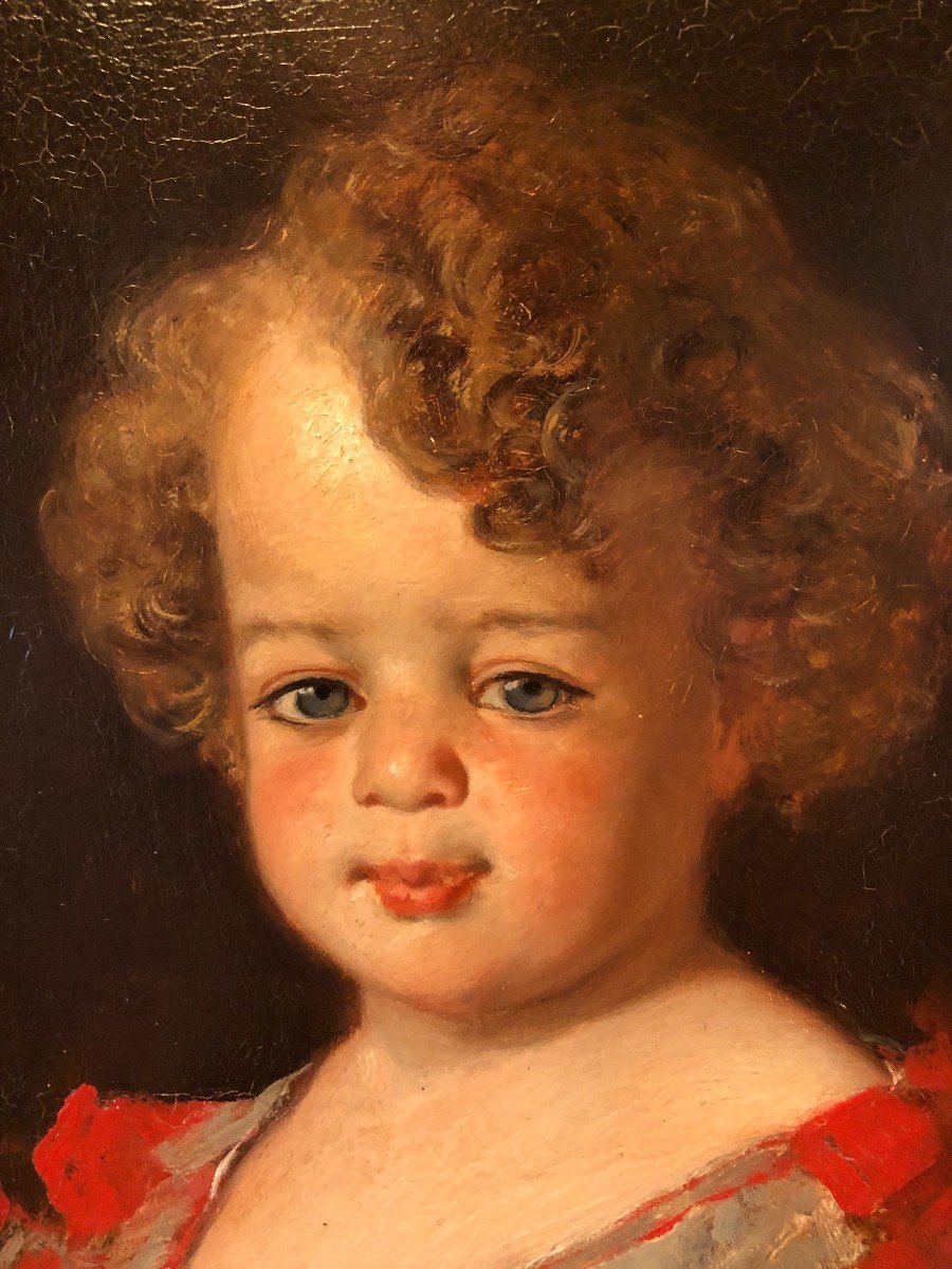 Oil On Panel Portrait Of Victor Chavet Child By His Father Victor Chavet XIXth Century-photo-3