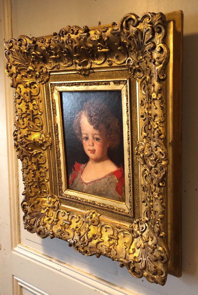 Oil On Panel Portrait Of Victor Chavet Child By His Father Victor Chavet XIXth Century-photo-3