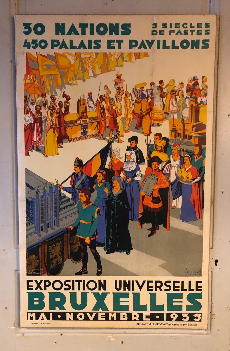 Proantic: Poster Universal Exhibition Brussels Van Der Bergh 1935