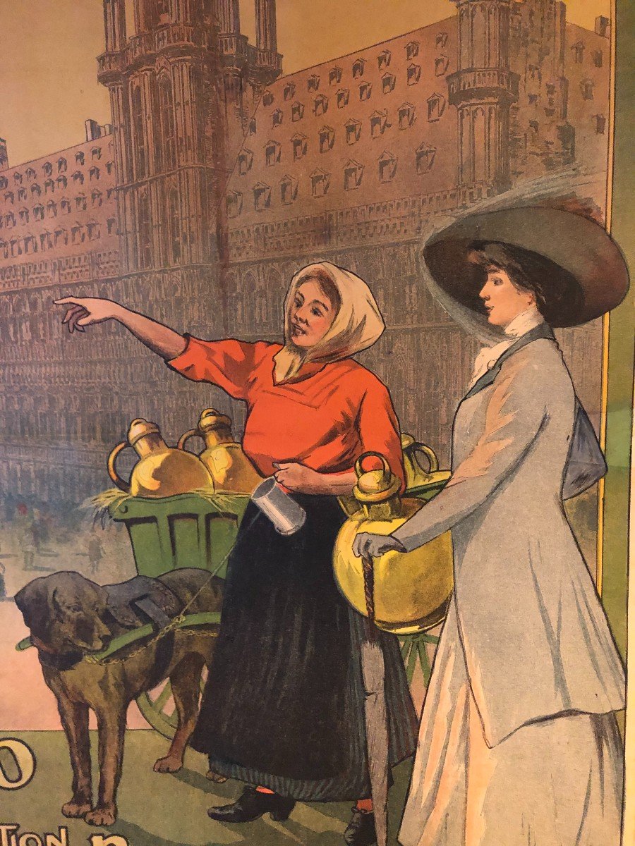 Affiche Exposition Bruxelles 1910 Chemin De Fer Du Nord Par Fraipont -photo-2
