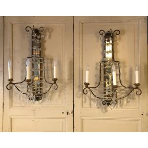 Large Pair Of Italian Sconces With Laces And Tassels