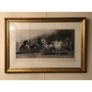 “the Horse Market” After Rosa Bonheur 19th Century 