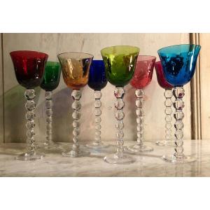 Suite Of Eight Roemer Bubbles Saint Louis Glasses 