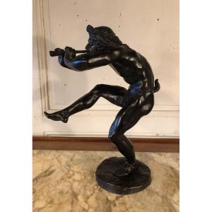 “fauna Playing The Flute” Bronze After Lequesne Published By Gautier 