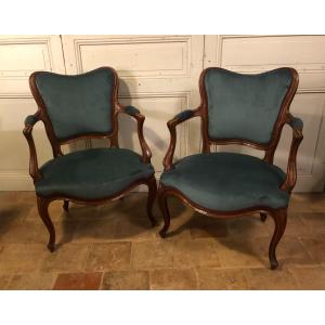 Pair Of Louis XV Style Hairdressing Armchairs 