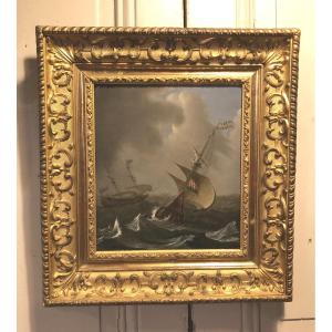 Huile Sur Cuivre "marine" époque XIX° Siècle 