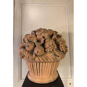 Large 19th Century Terracotta Fruit Basket