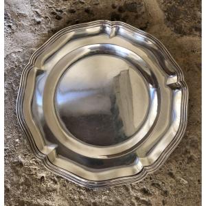 Plat rond style  Louis XV en argent massif Minerve 