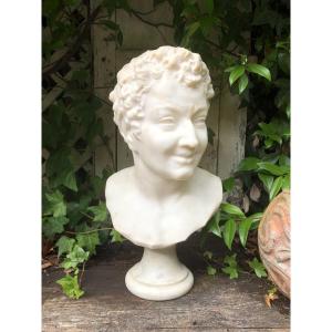 Buste de faune en marbre blanc statuaire de Carrare 