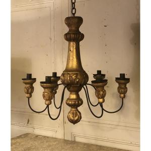 Louis XIV Regency Style Chandelier In Gilded Wood 