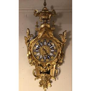Grand cartel d'applique Louis XVI en bronze doré H 90cm
