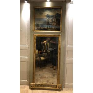 Trumeau d'Entre Deux Louis XVI Au Paysage Lacustre XVIII° Siècle