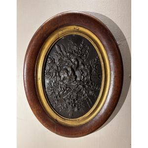 Médaillon "aux colombes" en bronze XIX° siècle  