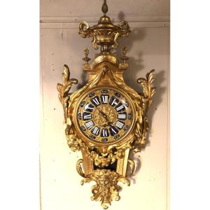 Grand cartel d'applique Louis XVI en bronze doré H 90cm