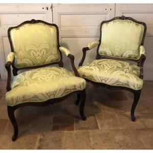 Paire de fauteuils à la reine Louis XV XVIII° siècle