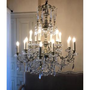 18-light Bronze And Crystal Chandelier In The Louis XV Napoleon III Style