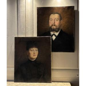 Louis Retru paire de portraits XIX° siècle Thiers Auvergne
