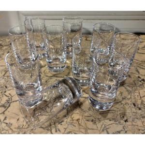 Daum suite de 10 verres à vodka en cristal