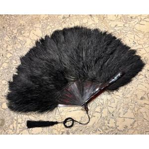 Eventail en plumes d'autruche et monture écaille XIX° siècle