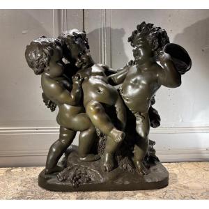 Bacchus enfant signé Rougelet grande terre cuite patinée XIX° siècle