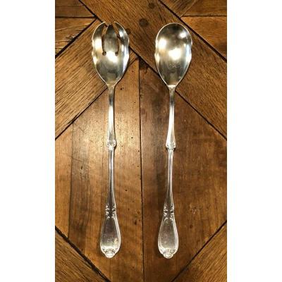 Pair Of Large Louis XV Style Salad Cutlery