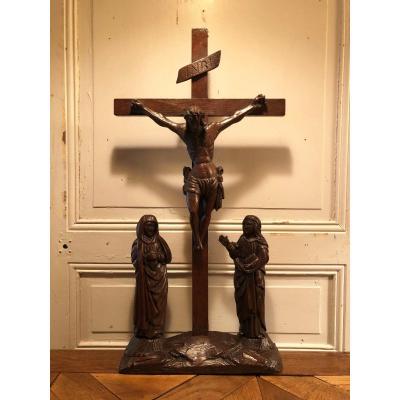 Calvary In Waxed Oak Dated 1766 From The Brotherhood Of Saint Maturin