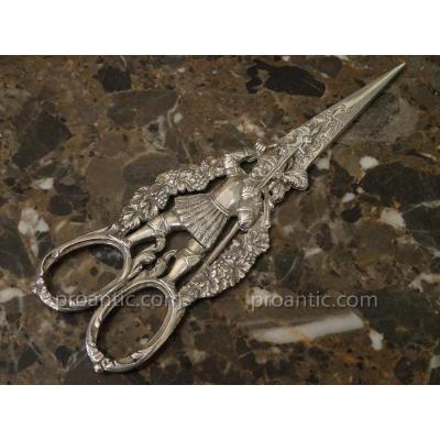 Pair Of Scissors Raisin In Silver, Nineteenth Century