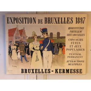 Affiche Exposition Kermesse Bruxelles, Lynen  1897