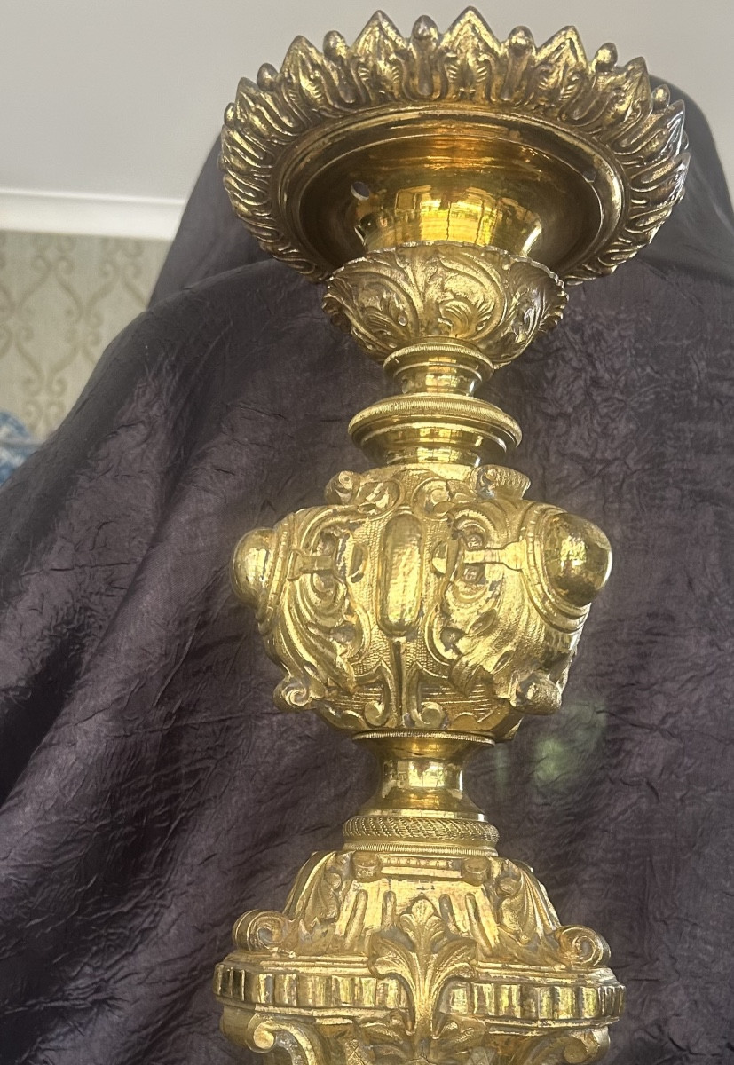 19th Century Gilt Bronze Candlestick-photo-3