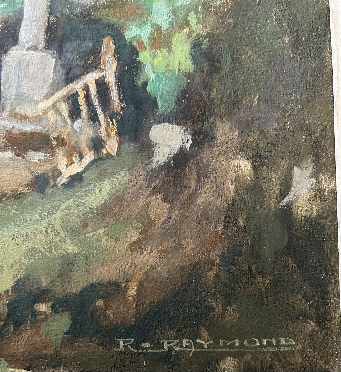 Robert Maurice RAYMOND « Vue de Locronan Finistère » huile sur panneau -photo-2