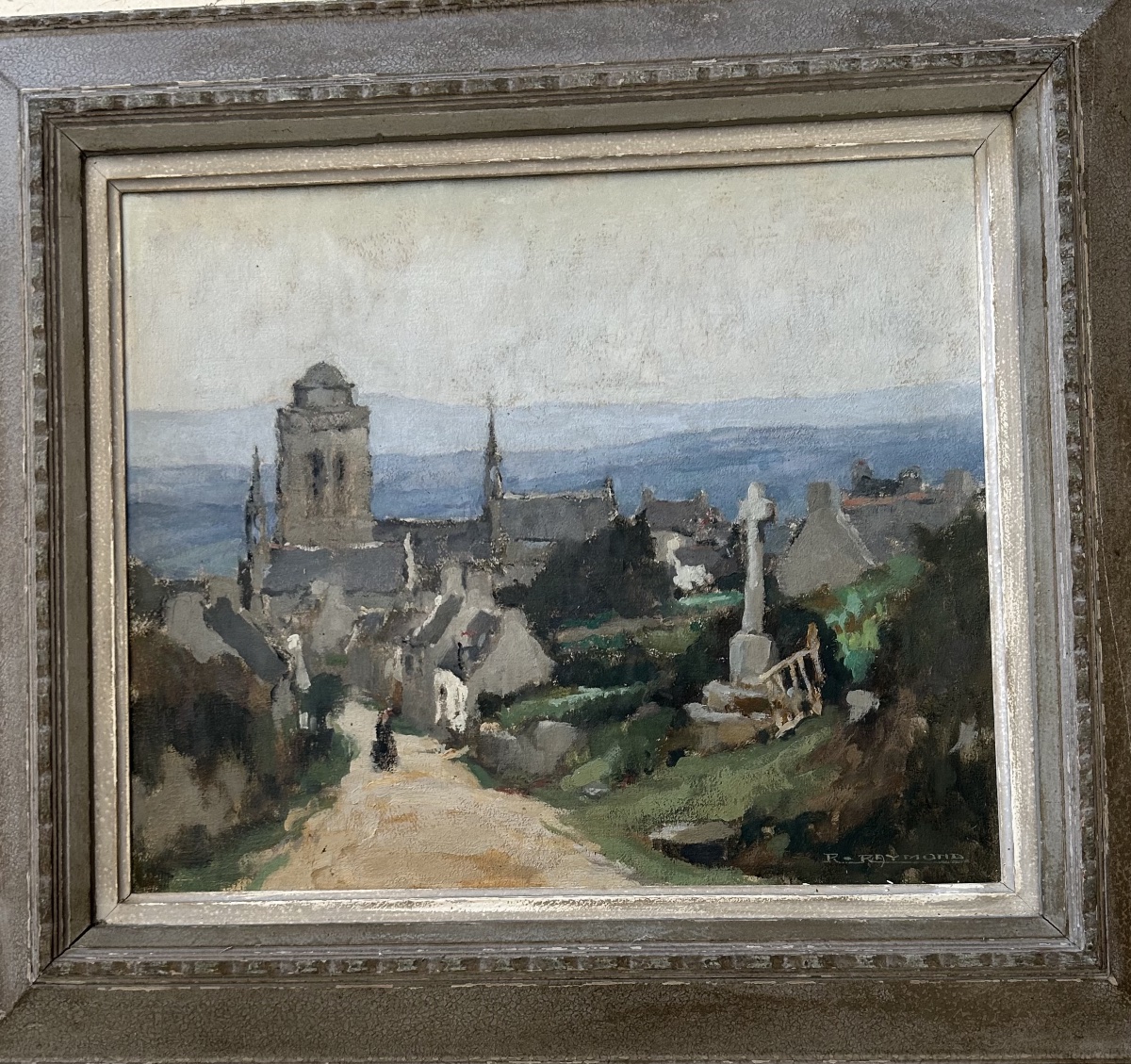Robert Maurice RAYMOND « Vue de Locronan Finistère » huile sur panneau 
