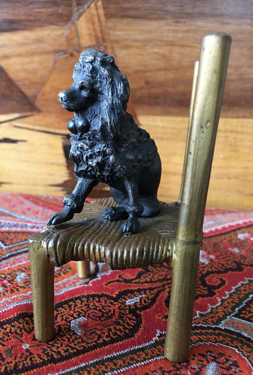 "poodle On His Chair" Nuremberg Lead And Bronze