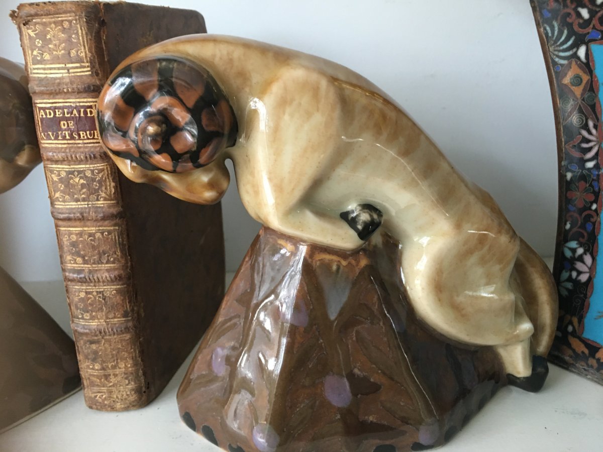 Tharaud Béliers Pair Of Limoges Porcelain Bookends-photo-2