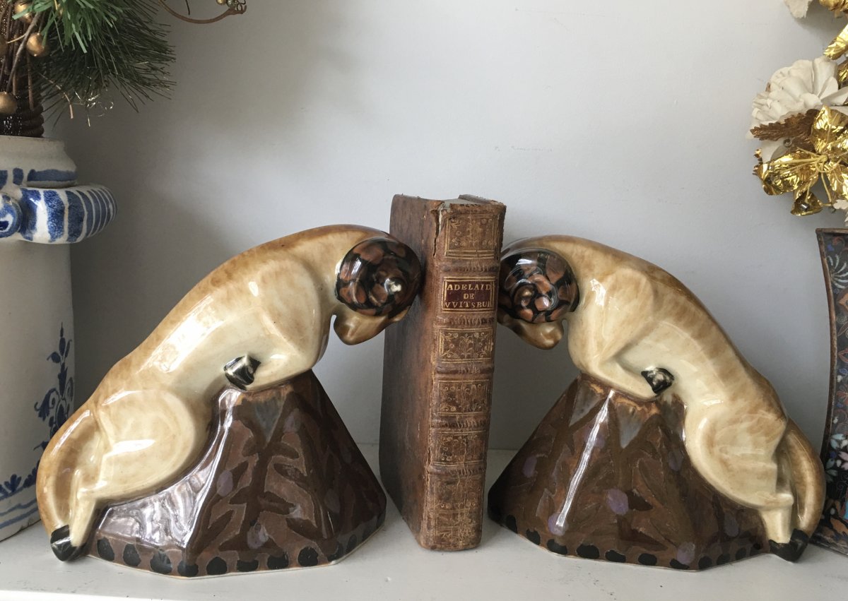 Tharaud Béliers Pair Of Limoges Porcelain Bookends