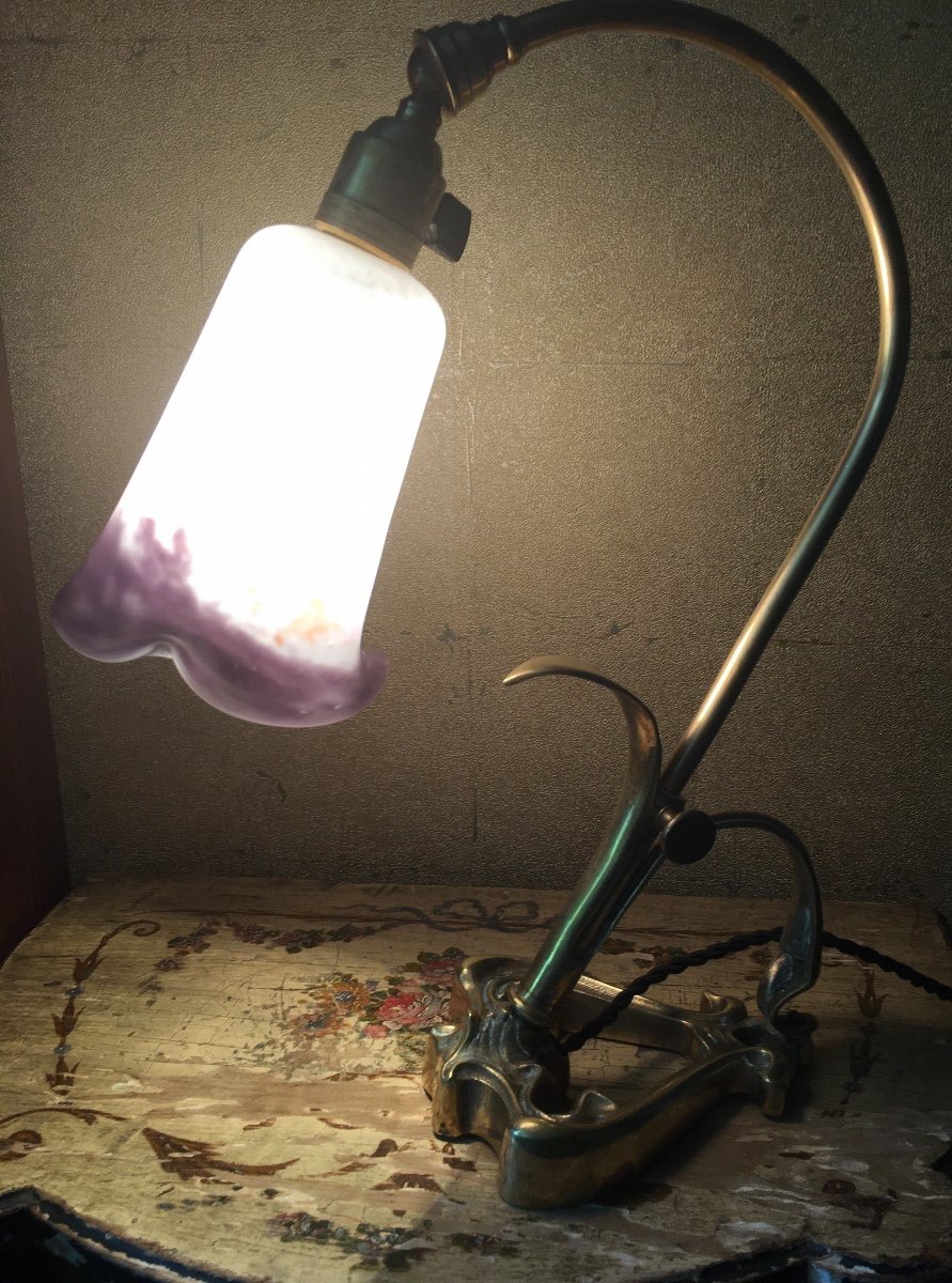 Bronze And Marmorean Glass Desk Lamp-photo-2
