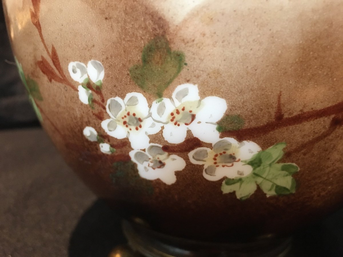 Baccarat Vase En Opaline De Cristal décor main de roses et églantines Fin XIXeme-photo-4