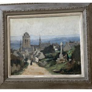 Robert Maurice Raymond, “view Of Locronan, Finistère,” Oil On Panel