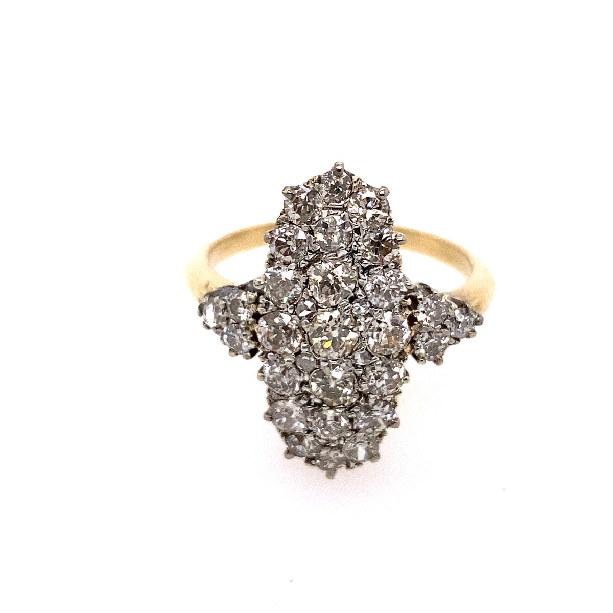 Bague en grappe de diamants taille victorienne en forme de losange antique de 3,0 ct-photo-2