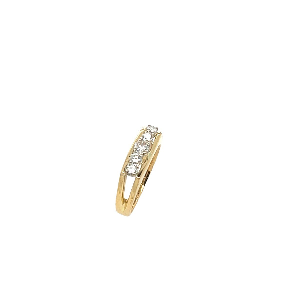 Bague 5 pierres diamant or jaune 18 carats, 0,35 carat G/vs-photo-2