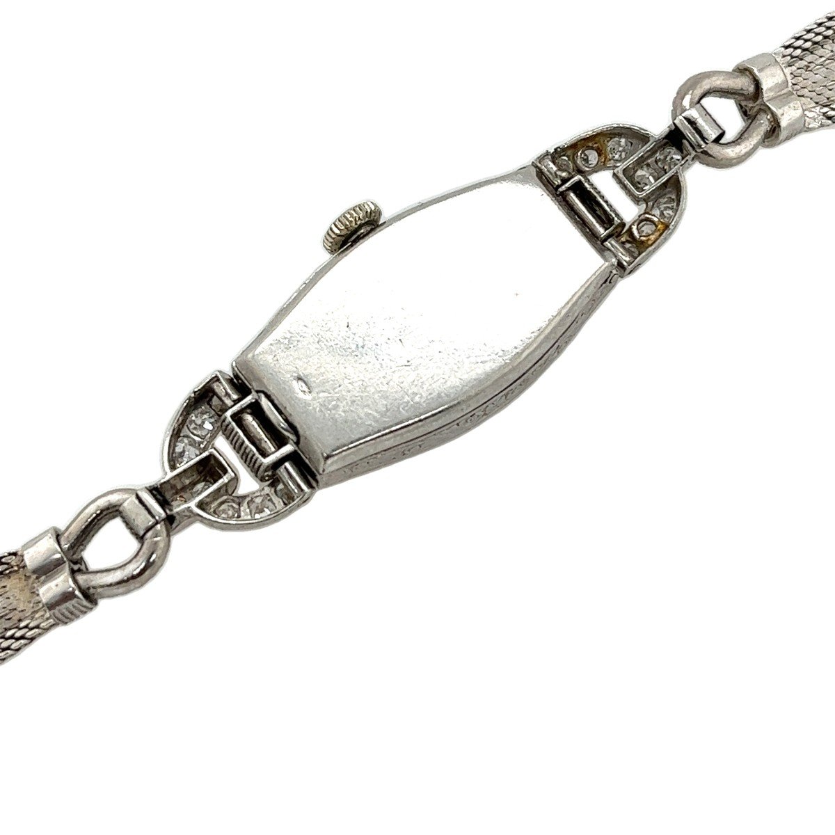 Vintage Women's Watch In Platinum And 9 Carat White Gold With Diamonds-photo-2