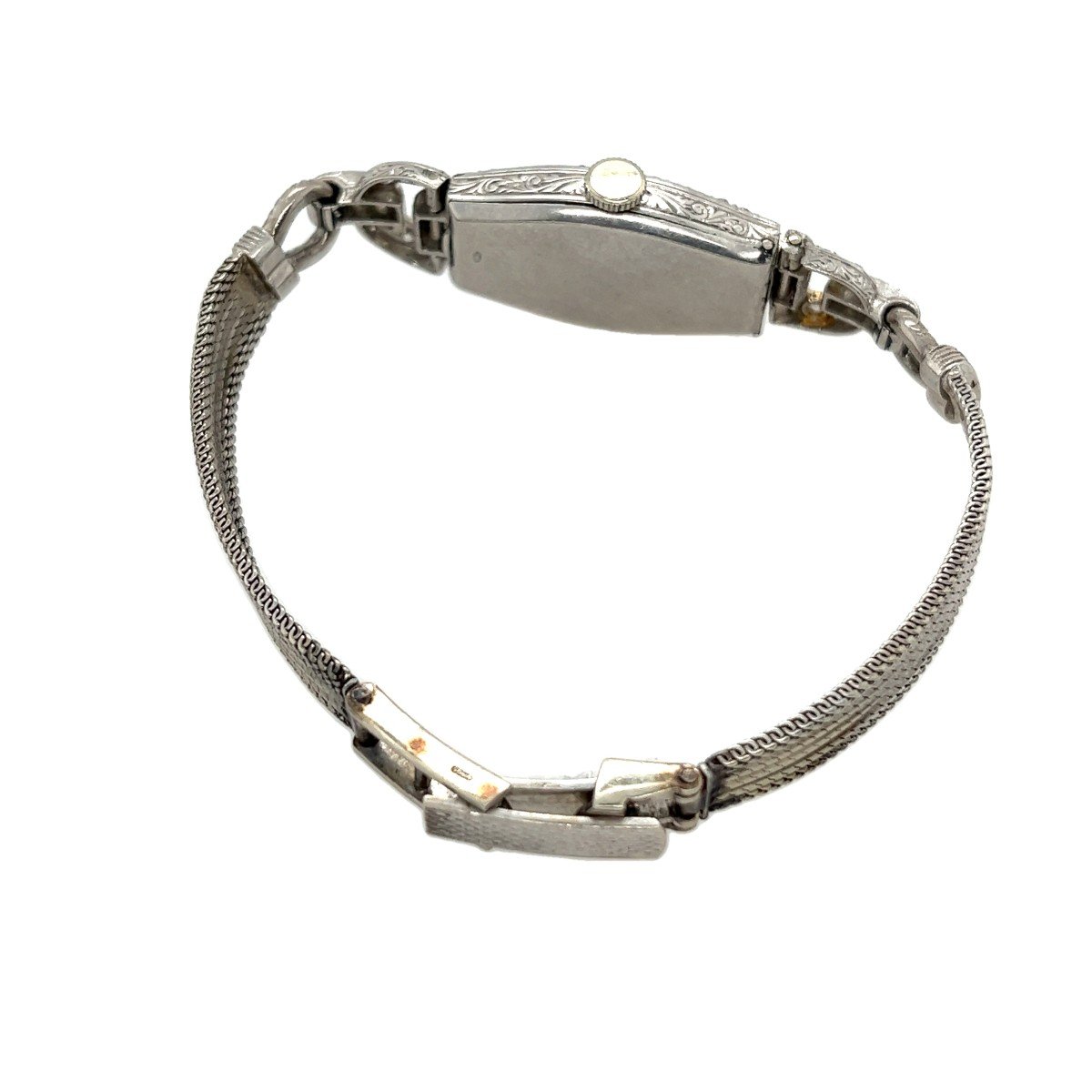 Vintage Women's Watch In Platinum And 9 Carat White Gold With Diamonds-photo-3