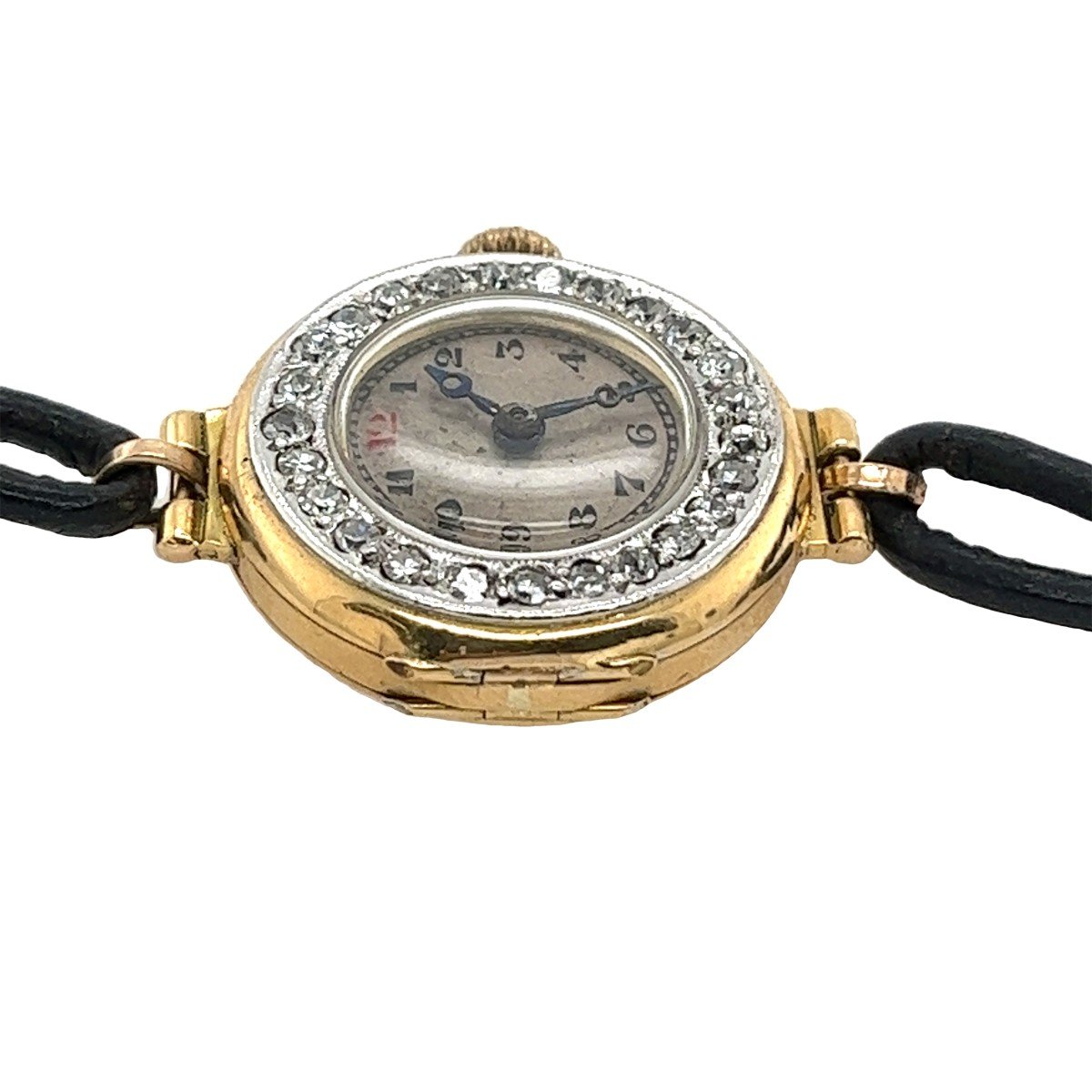 Montre Femme Or Jaune 18 Carats  Avec Diamants Naturels Taille Rose De 0,40 Ct-photo-3