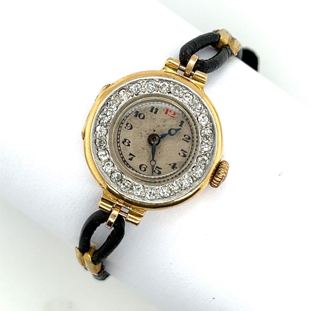 Montre Femme Or Jaune 18 Carats  Avec Diamants Naturels Taille Rose De 0,40 Ct-photo-6